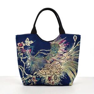 Vintage Sequin Embroidered Tote Bag, Retro Bohemian Hand Bag
